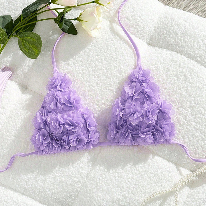 Damen Bikini-Oberteil mit floralen 3D-Applikationen Drune