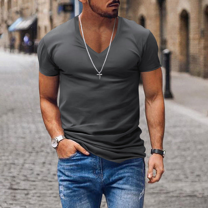 Herren lässiges V-Ausschnitt T-Shirt Drune
