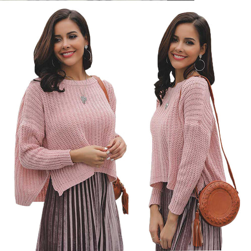 Damen lässiger Strickpullover mit weitem Schnitt und feiner Textur Drune
