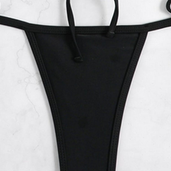 Damen Triangel-Bikini-Set mit geflochtenem Höschen und verstellbaren Trägern Drune