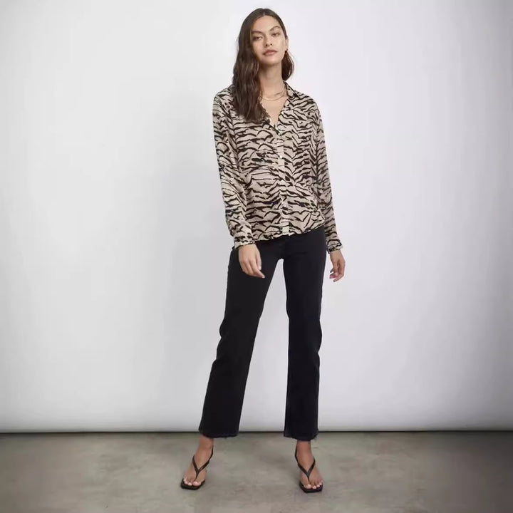 Damen Bluse mit auffälligem Tiermotiv und lockerer Passform Drune