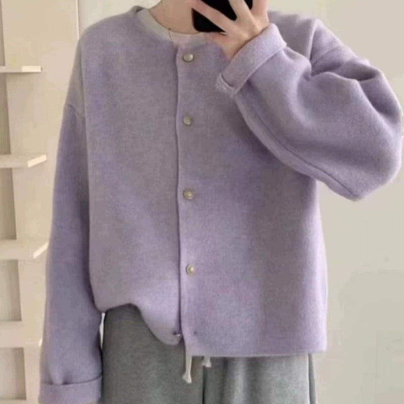Damen Grobstrickjacke mit eleganter Knopfleiste und lässigem Schnitt Drune