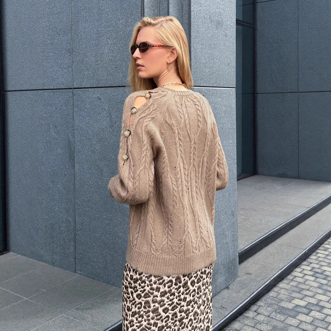 Damen Pullover mit Kabelstrickmuster und lässigem Schnitt Drune