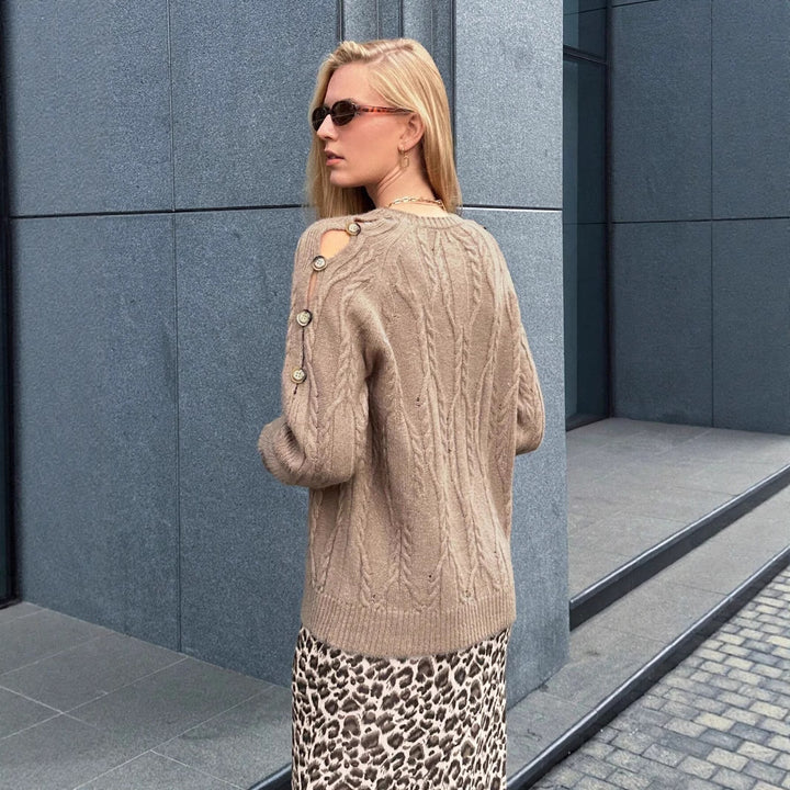 Damen Pullover mit Kabelstrickmuster und lässigem Schnitt Drune