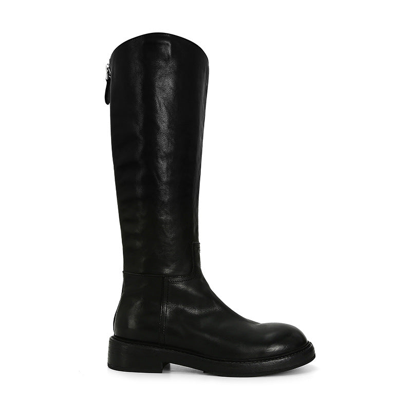 Damen Tall Leder Reitstiefel Drune
