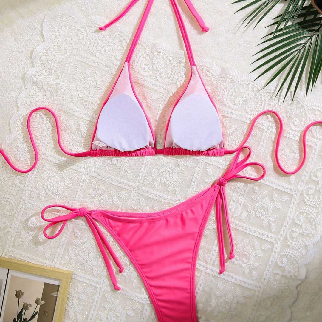 Damen Floral verziertes Triangel-Bikini Drune