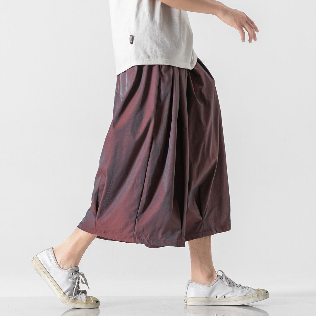 Herren Weit geschnittene Culotte-Loungehose mit tiefem Schritt und elastischem Tunnelzug Drune
