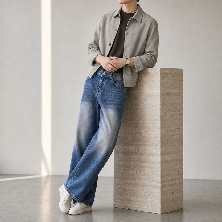 Damen Jeans mit hohem Bund und weitem Bein im Vintage-Look Drune