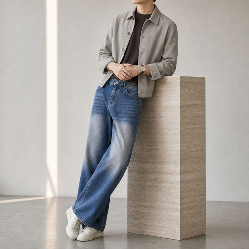 Damen Jeans mit hohem Bund und weitem Bein im Vintage-Look Drune