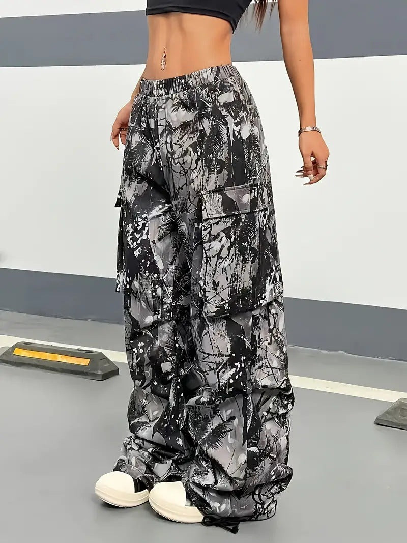 Damen Karierte Cargo-Hose mit niedrigem Schritt und praktischen Taschen Drune