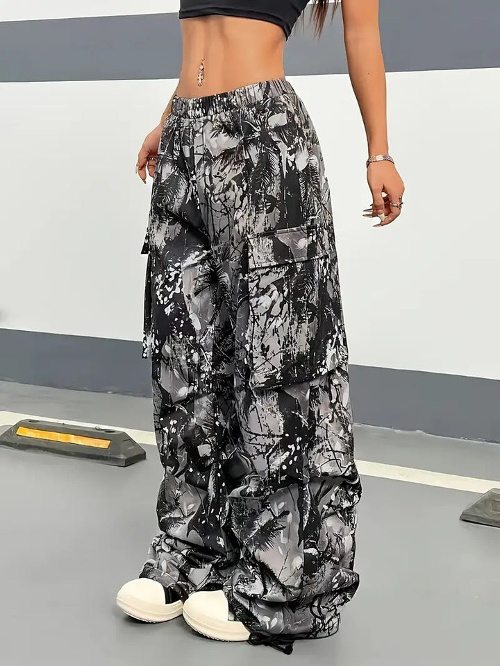 Damen Karierte Cargo-Hose mit niedrigem Schritt und praktischen Taschen Drune