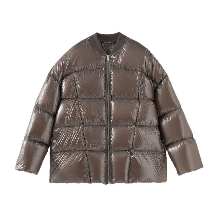 Damen Kurze gestepptte Daunenjacke mit glänzender Shell und Boxy-Silhouette Drune