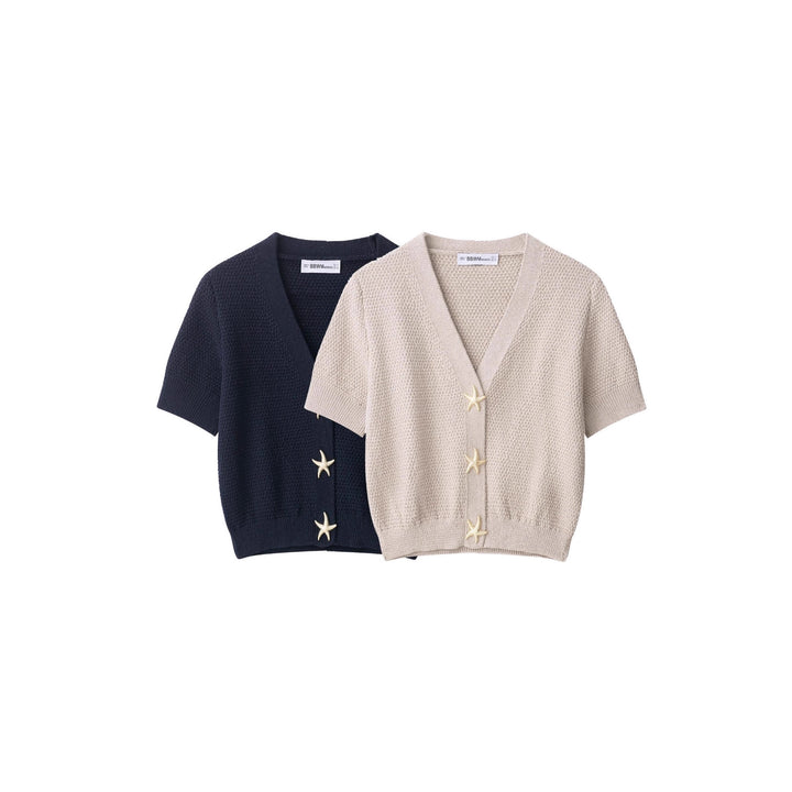 Damen Strickjacke mit kurzem Arm und maritimen Knopfdetails Drune