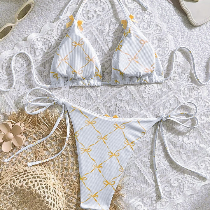 Damen Triangel-Bikini mit zarten Schleifendetails Drune