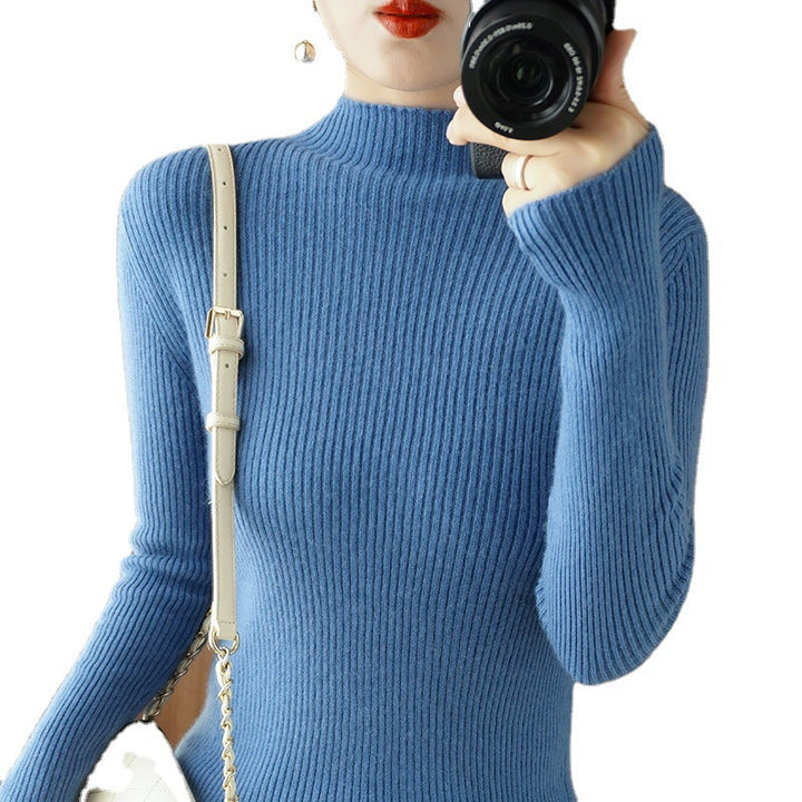 Damen Körperbetonter Rippenstrick-Rollkragenpullover mit Stretch-Effekt Drune