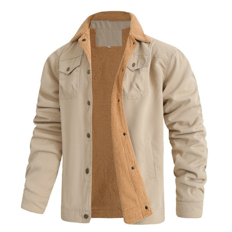 Herren Sherpa-gefütterte Workwear-Jacke aus Baumwoll-Canvas Drune