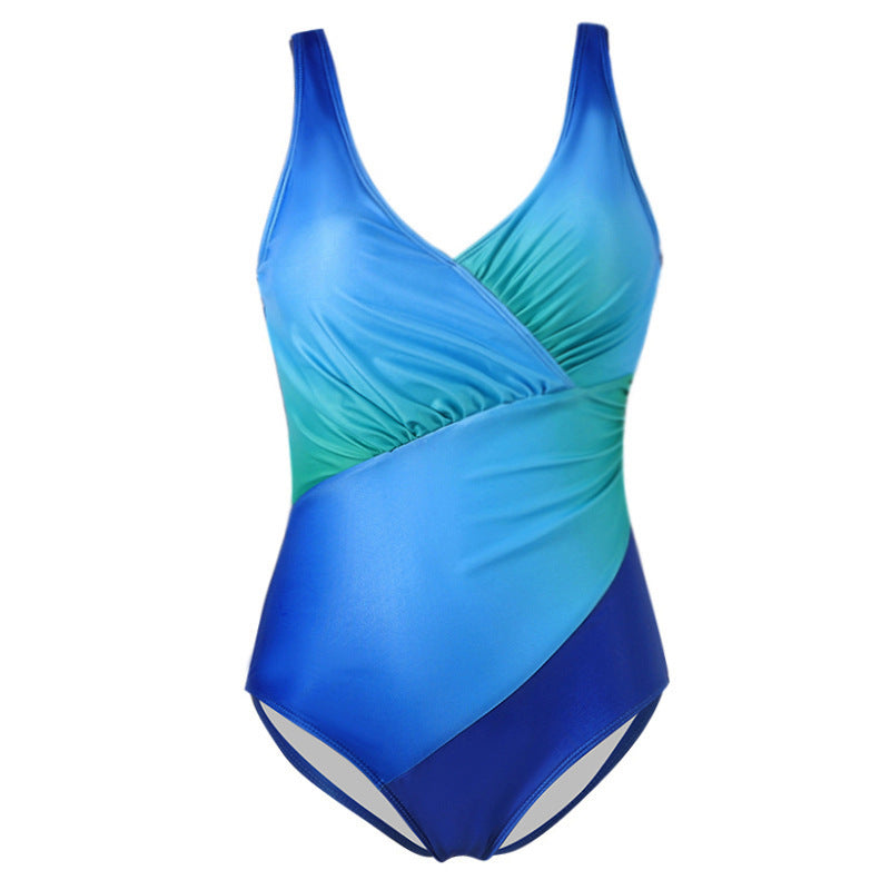 Damen Eleganter Einteiler Badeanzug mit Wickeloptik Drune