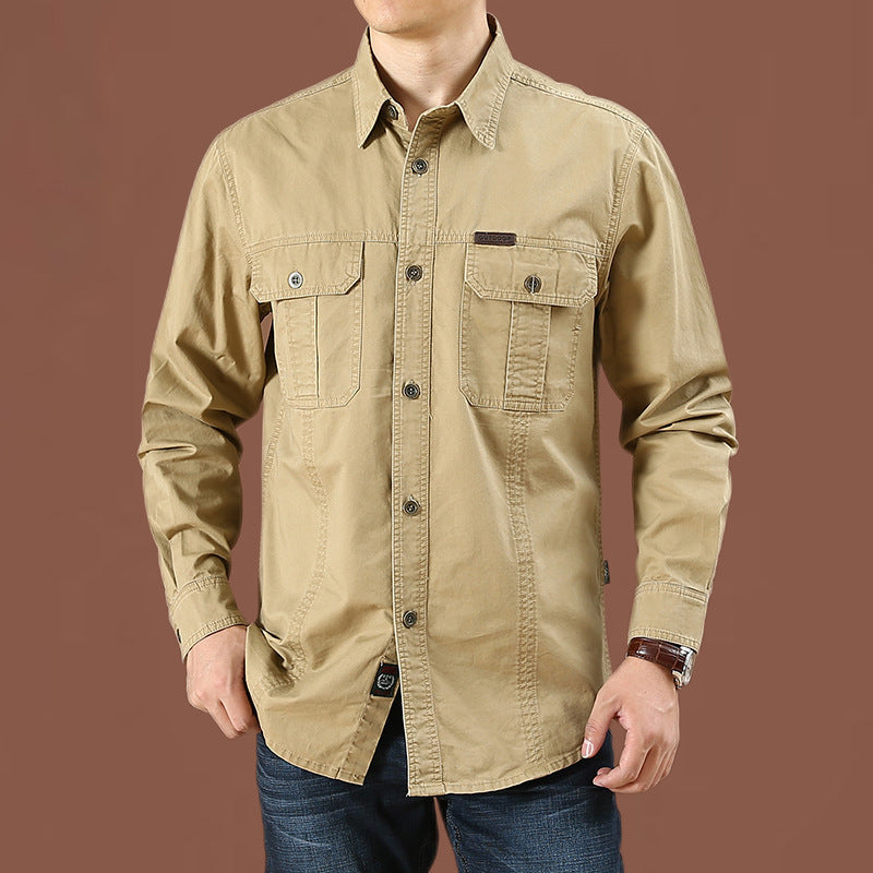 Herren  robustes Baumwoll-Twill Fieldhemd mit aufgesetzten Klappbrusttaschen und markanten Nahtdetails Drune
