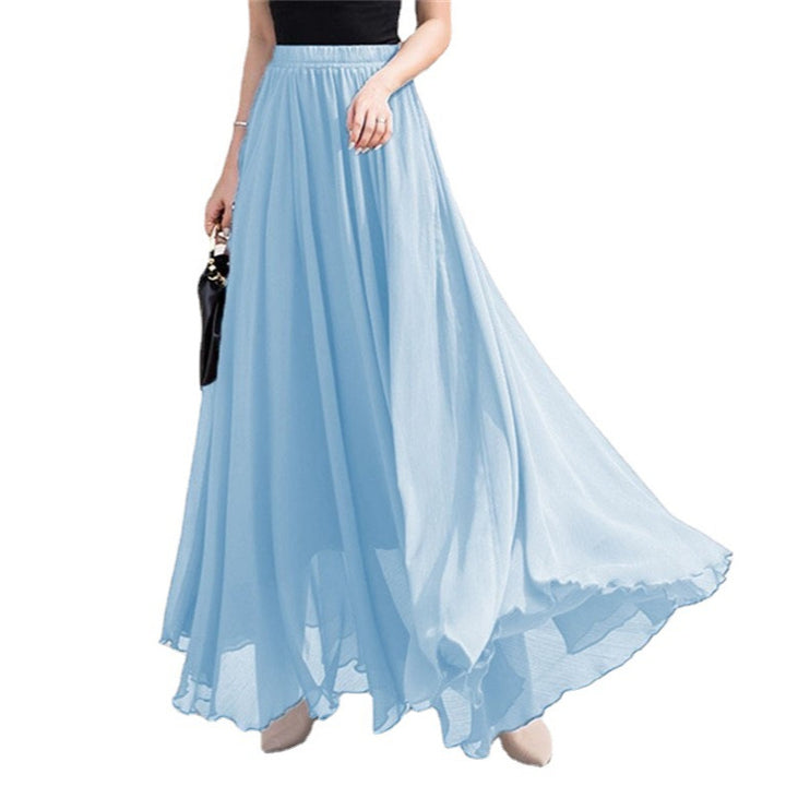 Damen nan Maxi-Chiffonrock mit elastischem Bund und fließender A-Linie Drune