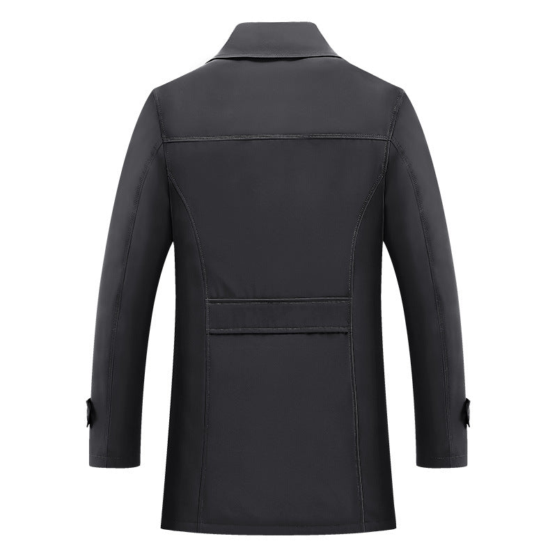 Herren Kurztrenchcoat mit kariertem Innenfutter und Schulterklappen Drune