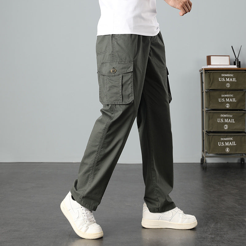 Herren Lässige Canvas-Cargohose mit großen Klappentaschen, Relaxed Fit & verstärkten Nähten Drune