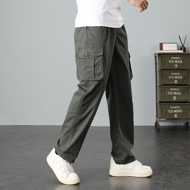 Herren Lässige Canvas-Cargohose mit großen Klappentaschen, Relaxed Fit & verstärkten Nähten Drune