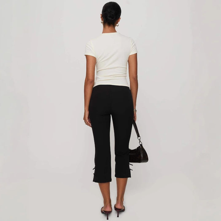 Damen T-Shirt mit kreativem Druck und figurbetontem Schnitt Drune
