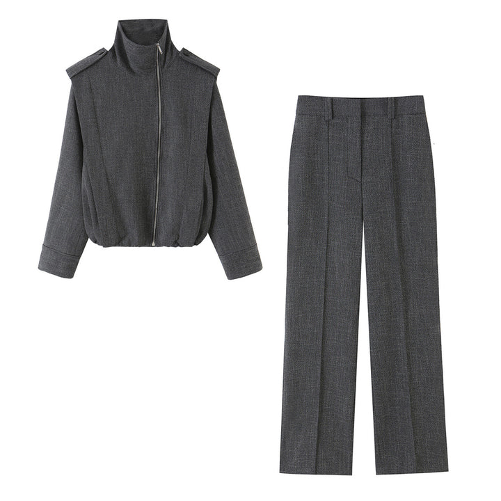 Damen Bundfaltenhose mit hoher Taille und geradem Bein Drune