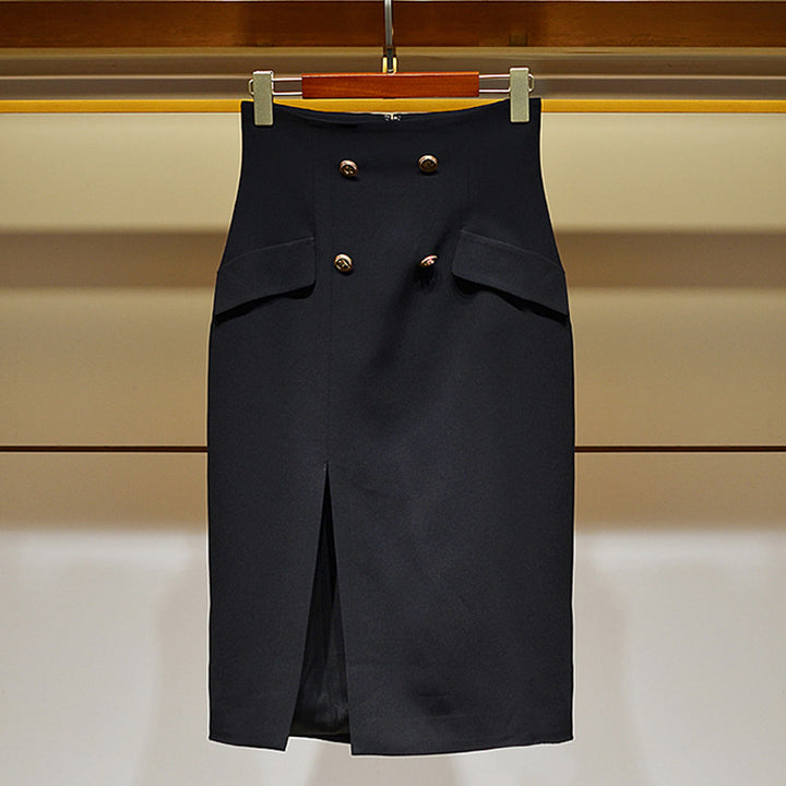 Damen Eleganter Bleistiftrock mit Knopfdetails Drune