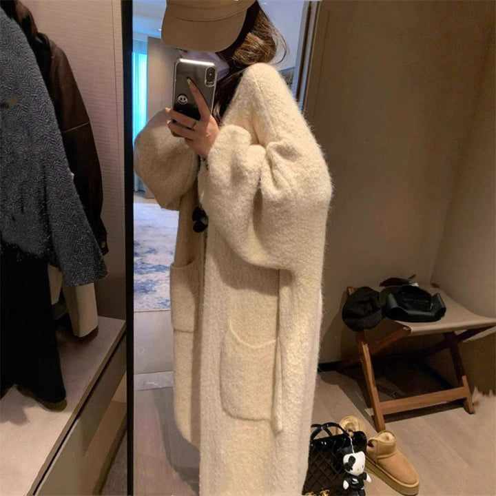 Damen Fluffige Strickjacke mit großen Taschen und weitem Schnitt Drune