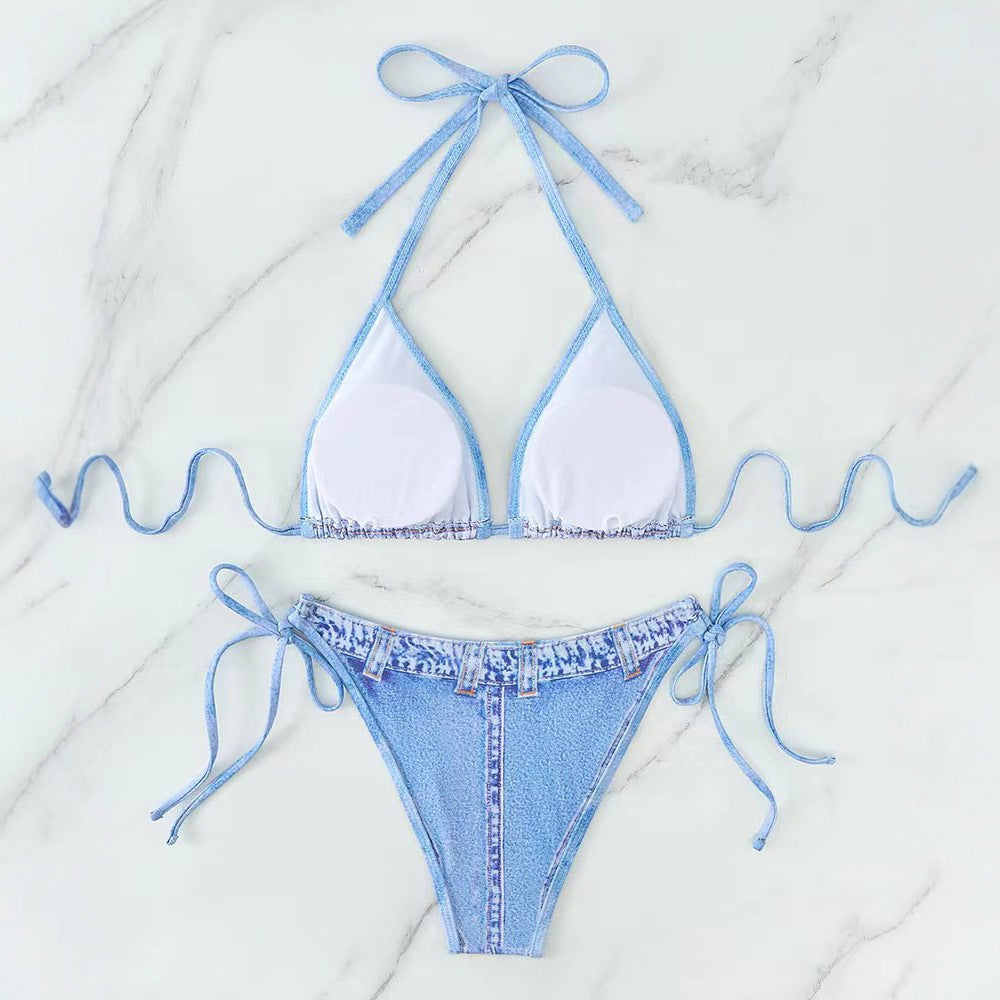 Damen Denim-Bikini mit modischem Schnitt Drune