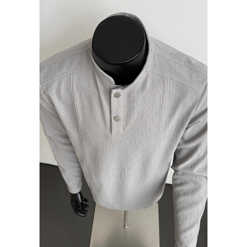 Herren Hochwertiger langärmeliger Pullover mit Knopfleiste Drune