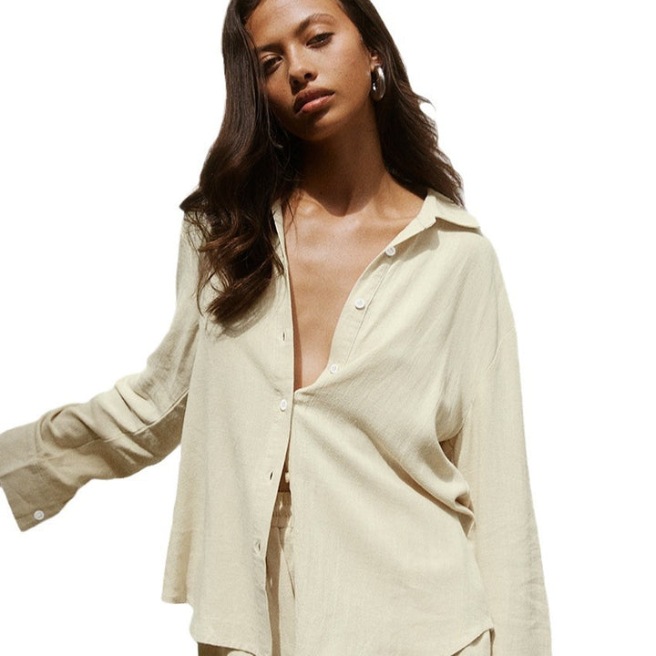 Damen lässiges Zweiteiliges Set mit luftiger Bluse und Shorts Drune