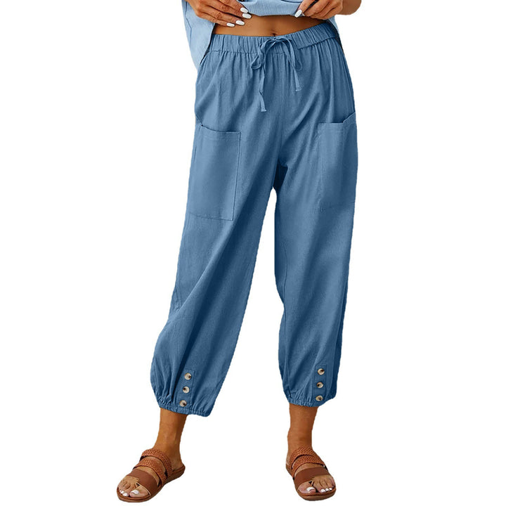 Damen luftige Relax-Hose mit elastischem Bund und Taschen Drune