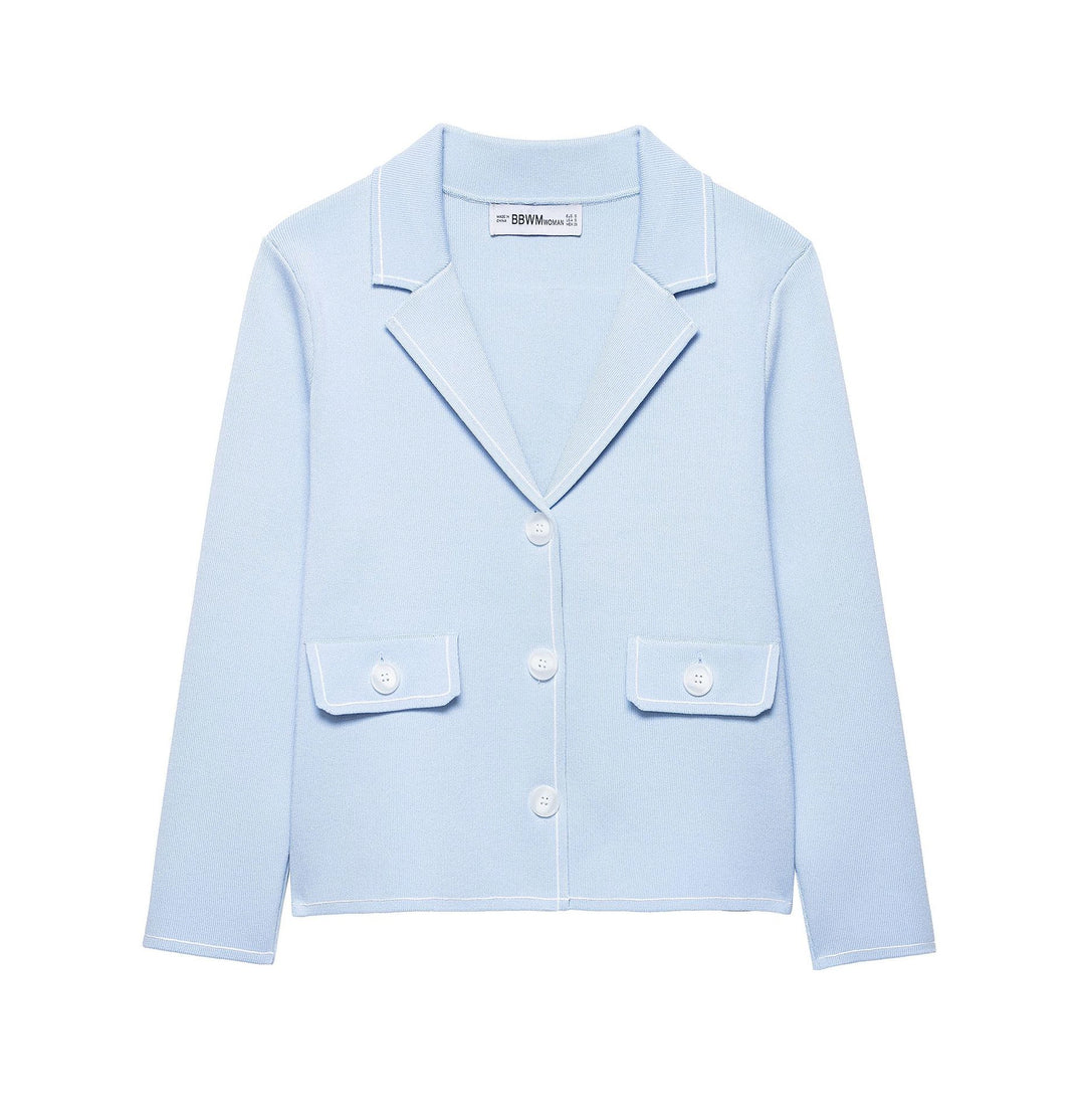 Damen lässige Blazerjacke mit Ziernähten und praktischen Taschen Drune