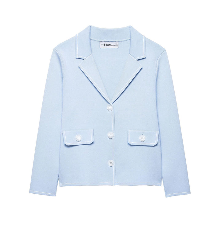 Damen lässige Blazerjacke mit Ziernähten und praktischen Taschen Drune