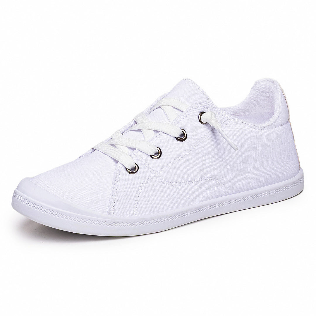 Damen nan klassische Canvas-Sneaker low-top mit verstärkter Gummisohle, Metallösen und gepolstertem Fersenkragen Drune