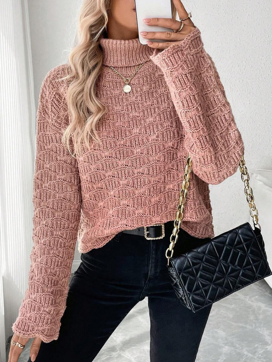 Damen Hochgeschlossen Strickpullover mit strukturiertem Design Drune