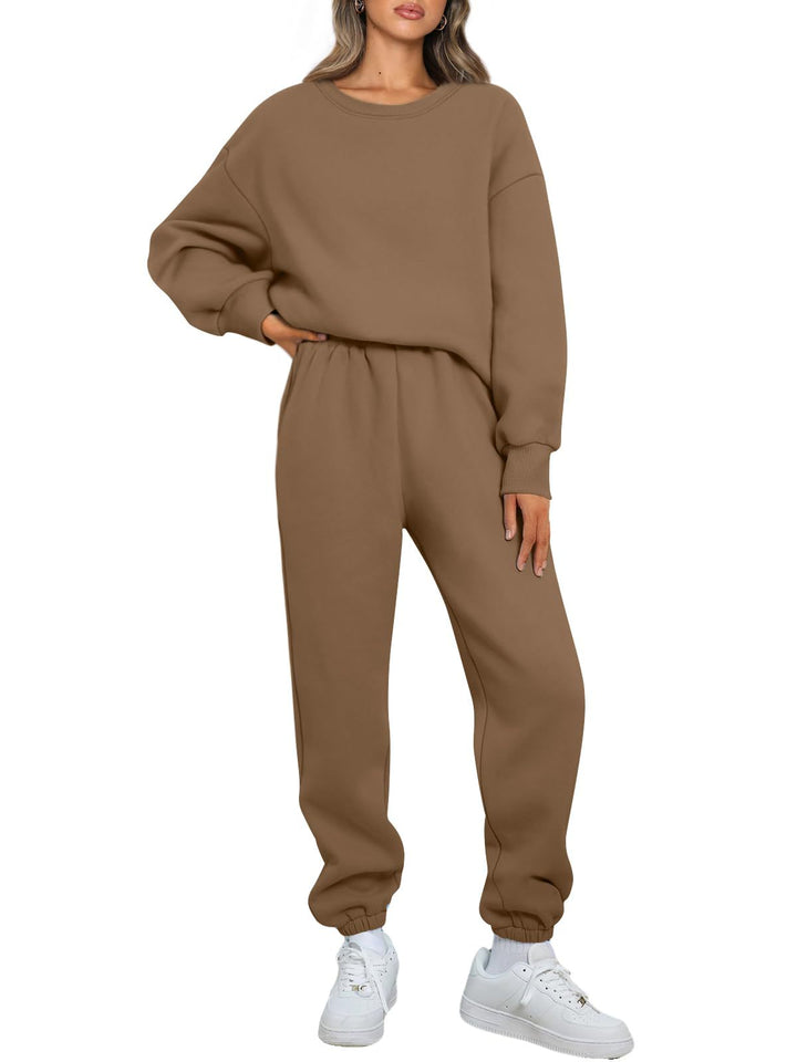 Damen nan gemütliches zweiteiliges Lounge-Set aus French-Terry mit Oversize-Sweatshirt und taillierter Jogginghose Drune
