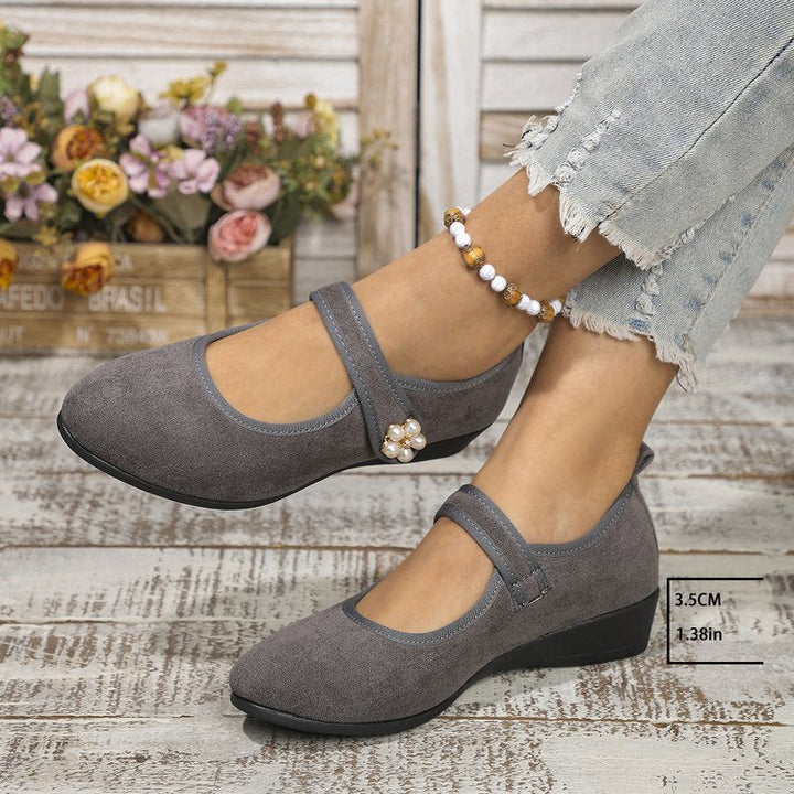 Damen Mokassin-Schuhe mit elegantem Riemen und zeitloser Blütenapplikation Drune