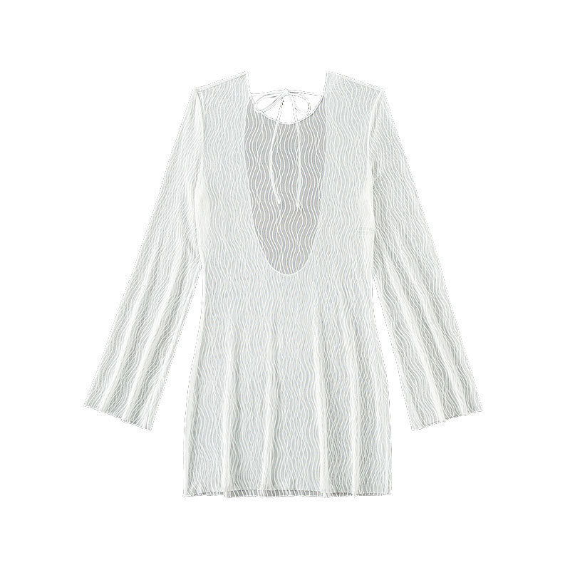 Damen langärmliges Strandkleid mit raffinierten Cut-Out-Details Drune