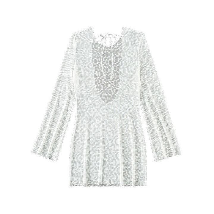 Damen langärmliges Strandkleid mit raffinierten Cut-Out-Details Drune