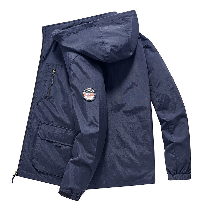 Herren Ultraleichte Kapuzen-Fieldjacke mit Mesh-Innenfutter und Mehrfach-Taschen Drune