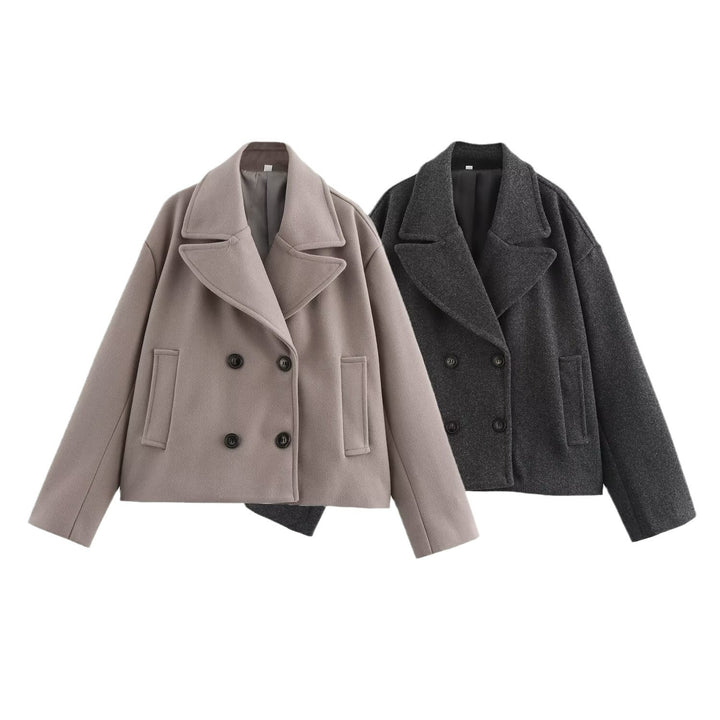 Damen Zweireihige Wollmix-Kurzjacke im Boxy-Schnitt Drune