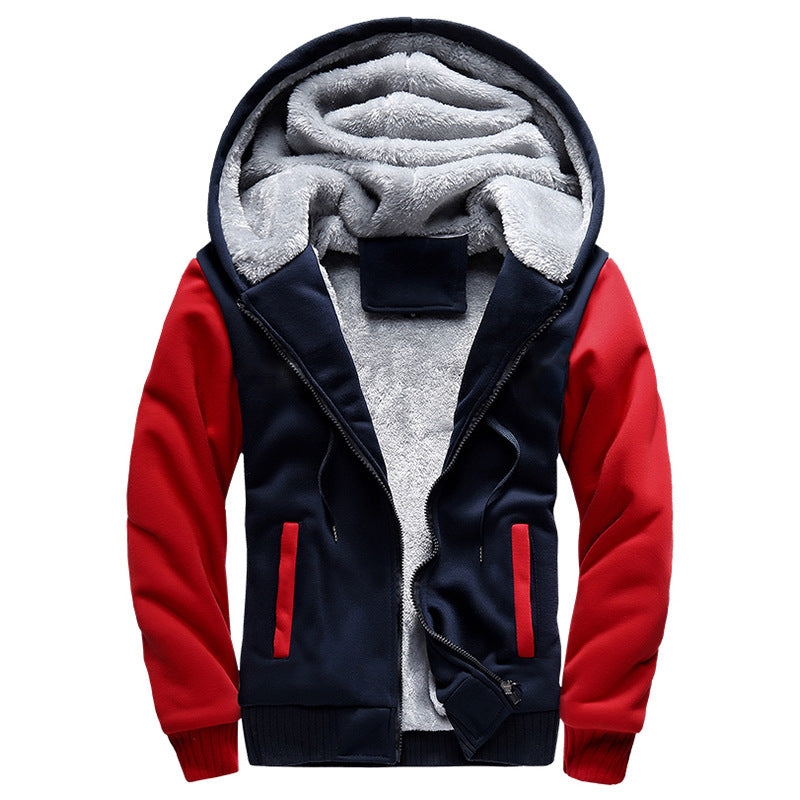 Herren Gepolsterte Kapuzenjacke mit Teddyfleece-Innenfutter, zweifarbigem Ärmeldesign und Reißverschluss Drune