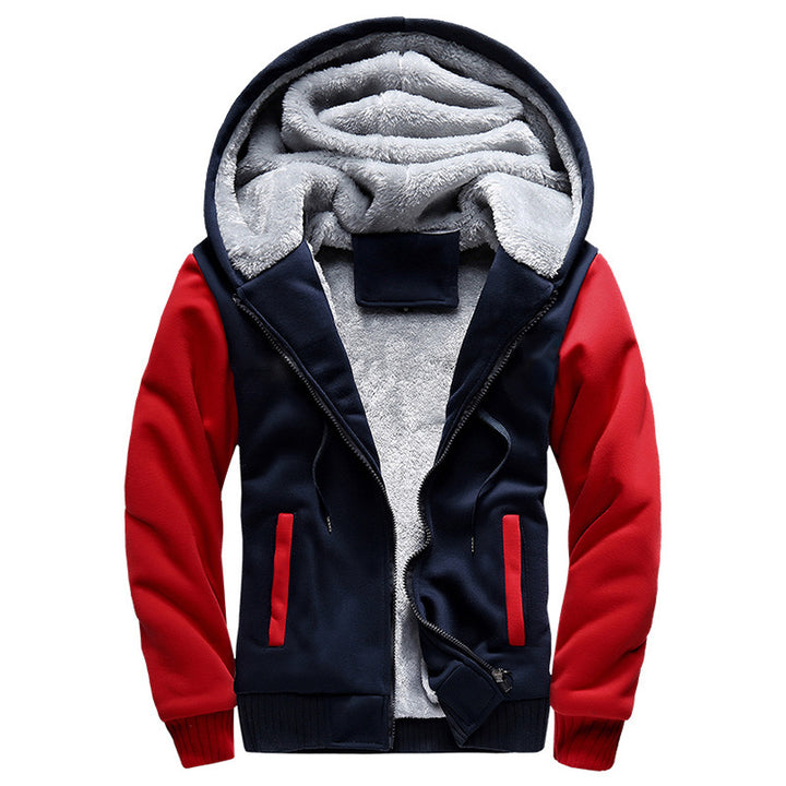 Herren Gepolsterte Kapuzenjacke mit Teddyfleece-Innenfutter, zweifarbigem Ärmeldesign und Reißverschluss Drune