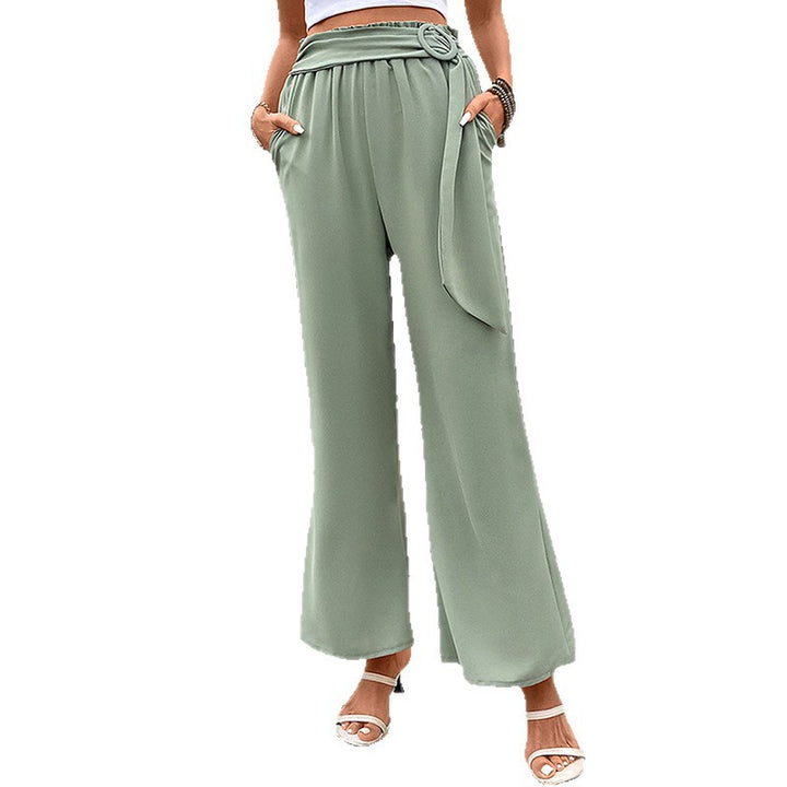 Damen Hochtaillierte Palazzo-Hose mit Drapierter Bundkante und D-Ring-Bindegürtel Drune