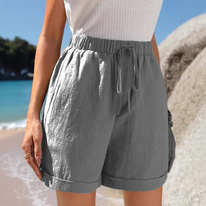 Damen Luftige Sommershorts mit elastischem Bund und Kordelzug Drune