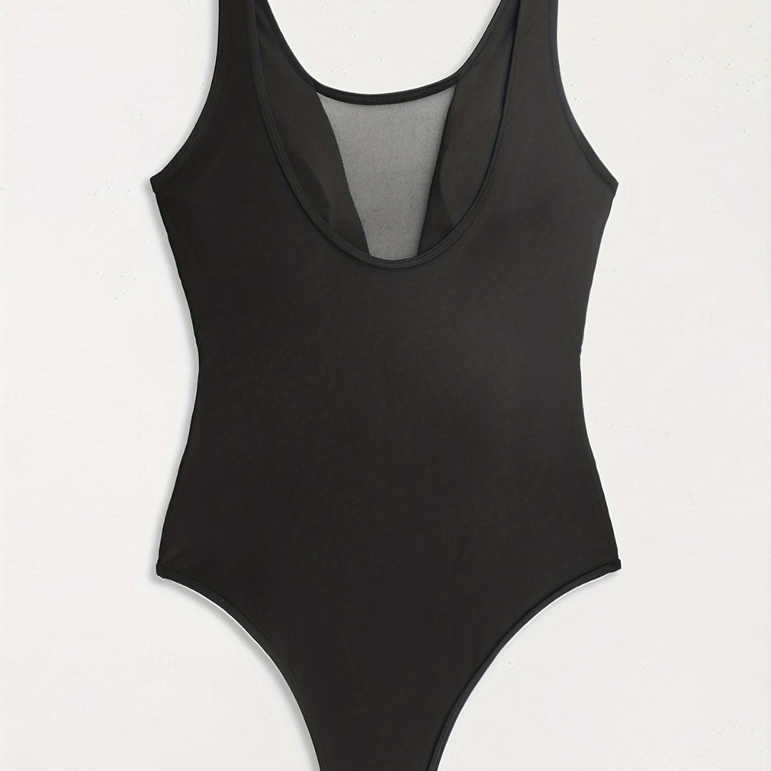 Damen Hochgeschlossener Monokini mit transparenten Mesh-Details Drune