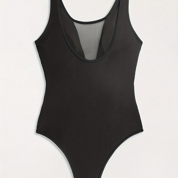 Damen Hochgeschlossener Monokini mit transparenten Mesh-Details Drune